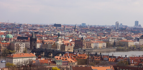 Fototapeta na wymiar Panoramic view over Prague, the capital of the Czech Republic
