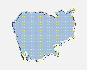 Vector Asia country Cambodia, map made dots
