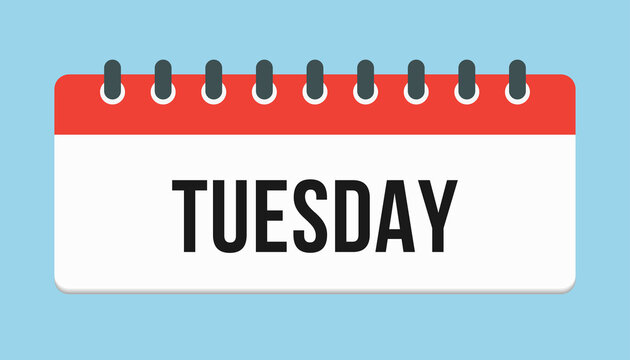 Vector icon page calendar, day of the week Tuesday