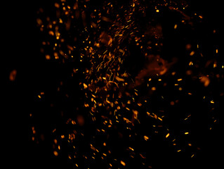 flame fire with sparks on black background