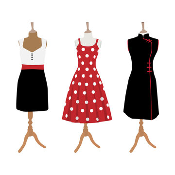 Elegant Design Lady Dress Collection. Vector