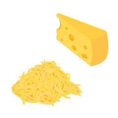 Pieces of cheese and grated cheese