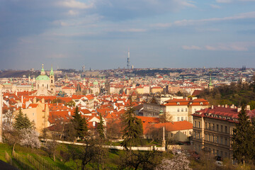 Fototapeta premium Panoramic view over Prague, the capital of the Czech Republic