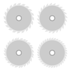 Different circular saw blades isolated on white background