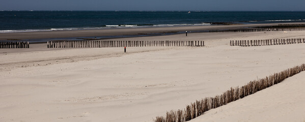 Fototapeta premium Island of Ameland (Friesland/Fryslan, The Netherlands): beach and dunes on North Sea side.