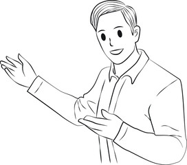 lineart vector man explain pose 