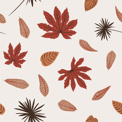 Pattern tropics leaves vector modern. Color beige green, trend ornament