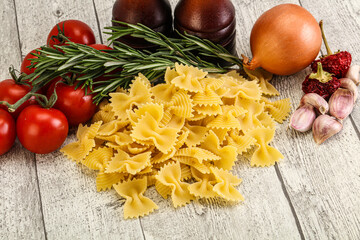 Raw Italian farfalle pasta for cooking