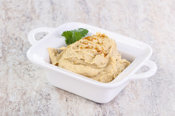 Traditional Jewish Hummus with olive oil