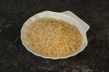 Raw basmati rice in the bowl