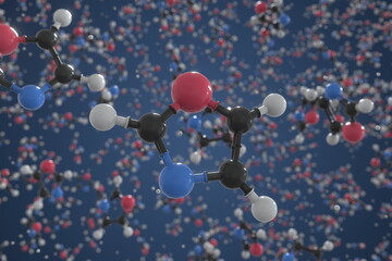 Oxazole molecule, ball-and-stick molecular model. Chemical 3d rendering