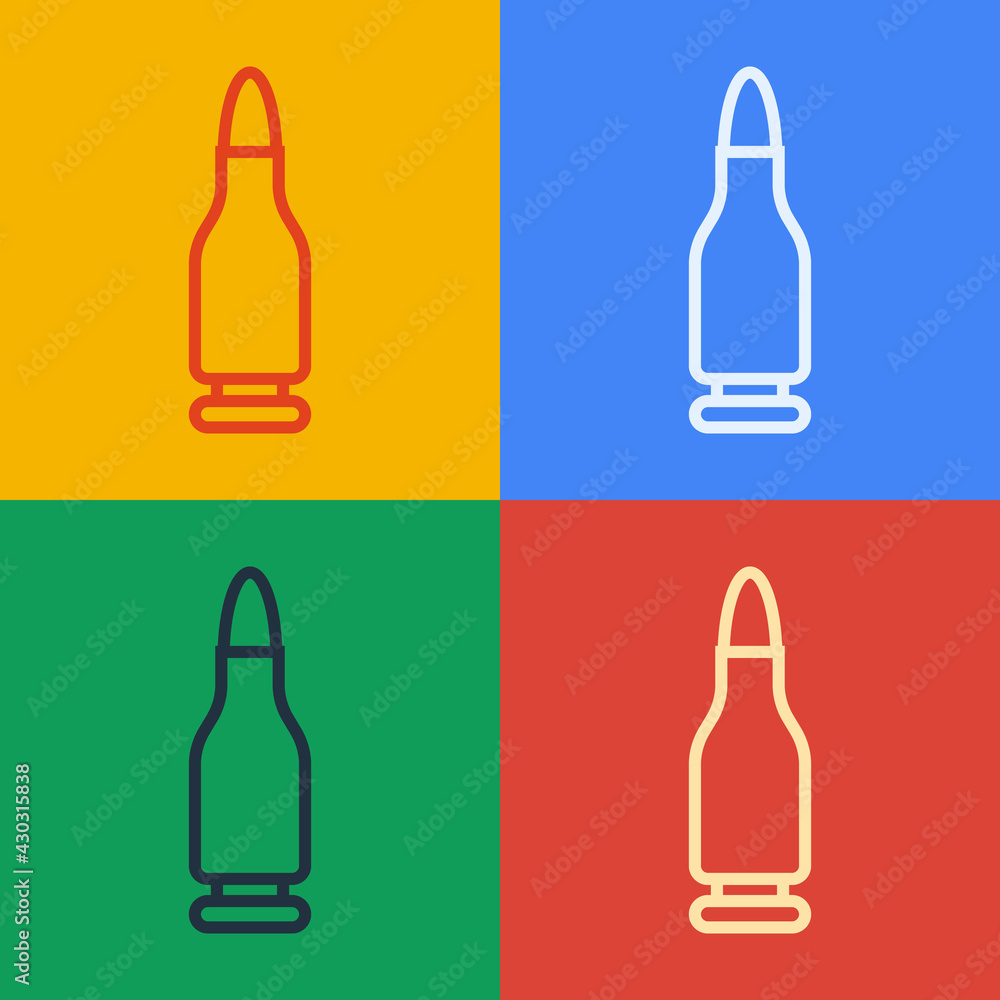 Poster pop art line bullet icon isolated on color background. vector