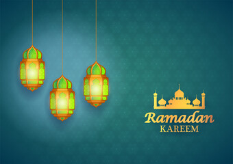 Ramadan Kareem Greetings background for Islamic religious festival of Eid