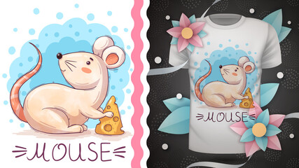 Mouse with cheese - idea for print t-shirt