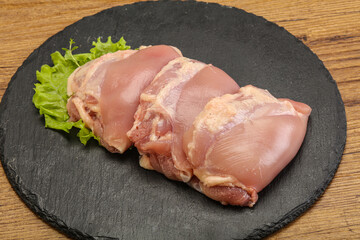 Raw chicken boneless and skinless leg