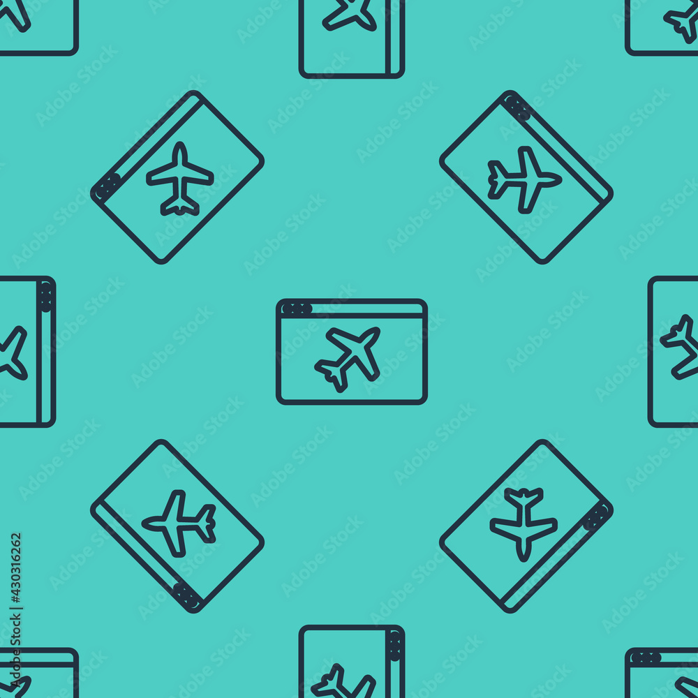 Aufkleber black line website template icon isolated seamless pattern on green background. internet communicati