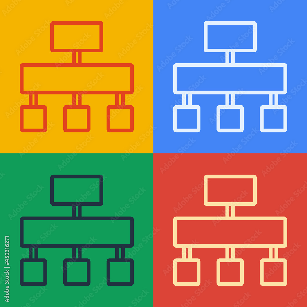 Poster pop art line site map icon isolated on color background. vector