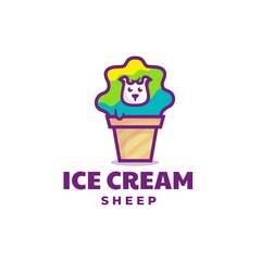 Vector Logo Illustration Ice Cream Mascot Cartoon Style.