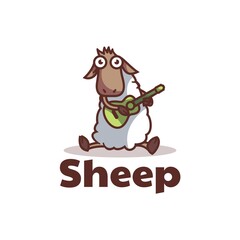 Vector Logo Illustration Sheep Mascot Cartoon Style.