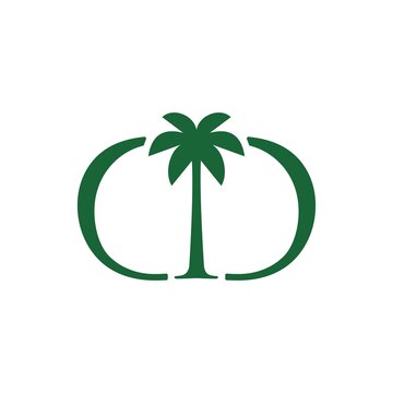 palm tree dd double d letter mark logo vector icon illustration
