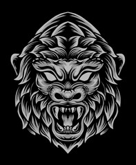 illustration vector angry gorilla head 