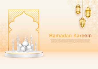 Ramadan Kareem Greetings background for Islamic religious festival of Eid