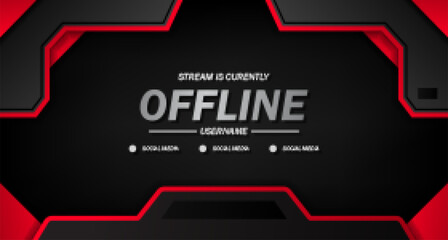 twitch offline for gaming or live streaming with black background sporty with red line © andinur