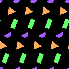 A seamless pattern of abstract geometric shapes. On a dark background. Vector illustration
