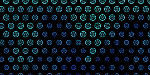 Fototapeta na wymiar Dark BLUE vector backdrop with mystery symbols.