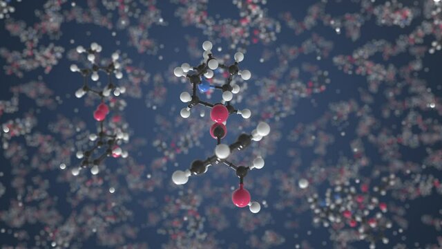 Molecule of Atropine. Molecular model, looping seamless 3d animation