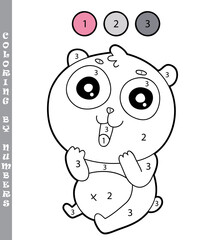funny coloring by numbers coloring educational game. Vector illustration coloring by numbers educational game with cartoon panda for kids