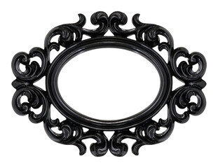 Wooden black oval frame for paintings, mirrors or photo isolated on white background. Design...