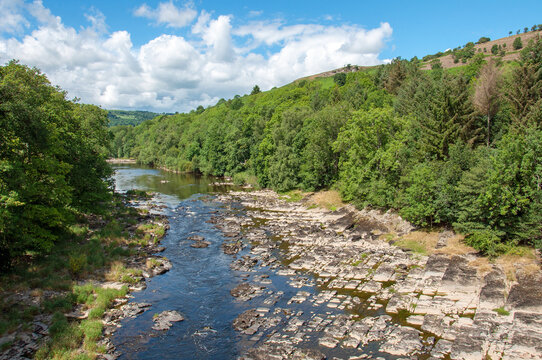 River Wye Near Builth Wells In Wales.