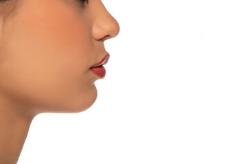 Mouth, nose and chin of young woman