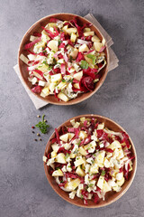 vegetable salad with chicory,  apple and cheese