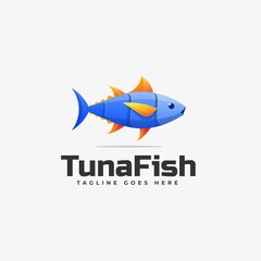 Vector Logo Illustration Tuna Fish Gradient Colorful Style.