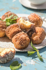 Breakfast cinnamon sugar puffs.