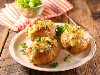 baked potato stuffed with vegetables and cheese