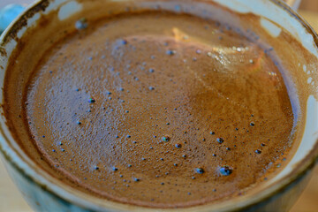 a cup of Turkish coffee close up