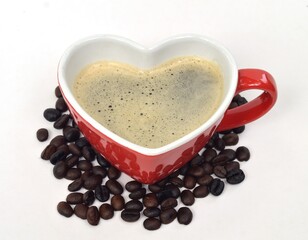 cup of coffee  heart shaped 
