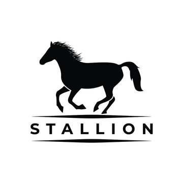 running stallion horse silhouette logo vector illustration