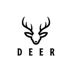 head of  deer elk moose antler logo design vector