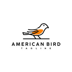 orange American bird outline logo design vector flat minimalist