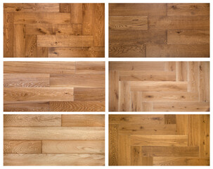 Collage of different wooden textures for parquet or laminate