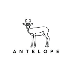 standing antelope line art logo design vector