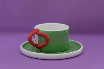 handmade ceramic mug with interesting design