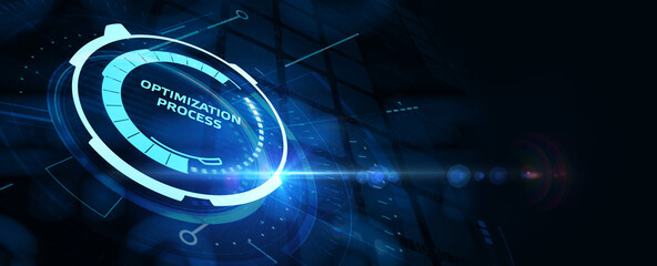 Optimization Software Technology Process System Business concept. Business, Technology, Internet and network concept.