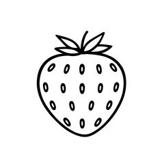 Isolated strawberry outline. Berry in the style of doodle. Fragaria.
