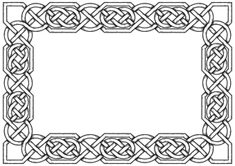Celtic frame with circles, with shadows. Linear border made with Celtic knots for use in designs for St. Patrick's Day.