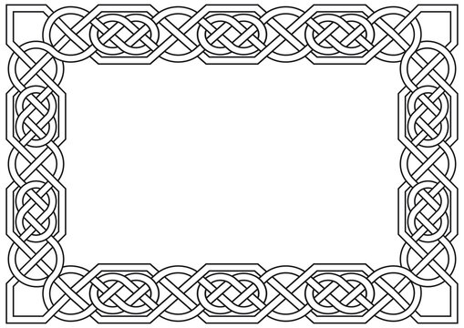 Celtic frame with circles. Linear border made with Celtic knots for use in designs for St. Patrick's Day.